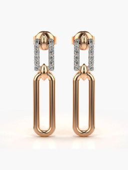 Valanova - Hallmarked 14K Gold and Certified Lab Grown Diamond 0.17Cts Rose Gold Drop Earrings