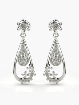 Valanova - Hallmarked 18K Gold and Certified Lab Grown Diamond 0.34Cts Silver Drop Earrings