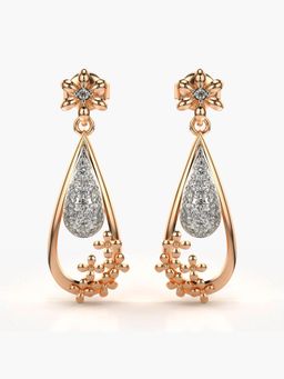 Valanova - Hallmarked 18K Gold and Certified Lab Grown Diamond 0.34Cts Rose Gold Drop Earrings