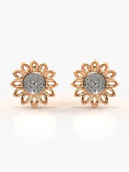 Valanova - Hallmarked 18K Gold and Certified Lab Grown Diamond 0.13Cts Rose Gold Studs Earrings