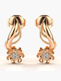 Valanova - Hallmarked 14K Gold and Certified Lab Grown Diamond 0.04Cts Rose Gold Drop Earrings