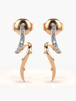 Valanova - Hallmarked 18K Gold and Certified Lab Grown Diamond 0.09Cts Rose Gold Drop Earrings