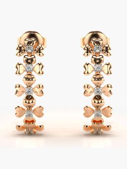 Valanova - Hallmarked 14K Gold and Certified Lab Grown Diamond 0.12Cts Rose Gold Drop Earrings