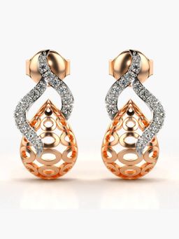 Valanova - Hallmarked 18K Gold and Certified Lab Grown Diamond 0.23Cts Rose Gold Drop Earrings