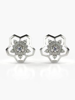 Valanova - Hallmarked 14K Gold and Certified Lab Grown Diamond 0.58Cts Silver Studs Earrings