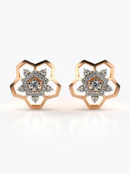 Valanova - Hallmarked 14K Gold and Certified Lab Grown Diamond 0.58Cts Rose Gold Studs Earrings