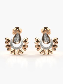 Valanova - Hallmarked 14K Gold and Certified Lab Grown Diamond 0.21Cts Rose Gold Studs Earrings
