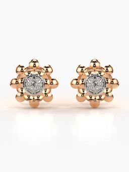 Valanova - Hallmarked 14K Gold and Certified Lab Grown Diamond 0.09Cts Rose Gold Studs Earrings