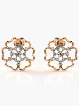 Valanova - Hallmarked 14K Gold and Certified Lab Grown Diamond 0.39Cts Rose Gold Studs Earrings
