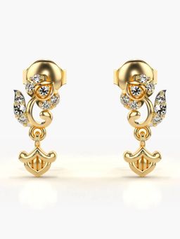 Valanova - Hallmarked 18K Gold and Certified Lab Grown Diamond 0.12Cts Gold Drop Earrings