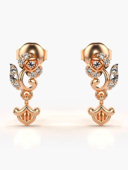 Valanova - Hallmarked 14K Gold and Certified Lab Grown Diamond 0.12Cts Rose Gold Drop Earrings