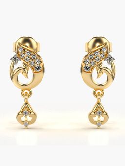 Valanova - Hallmarked 14K Gold and Certified Lab Grown Diamond 0.19Cts Gold Drop Earrings