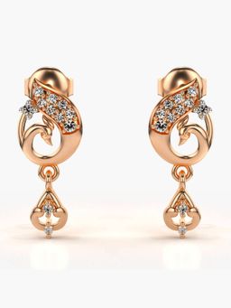 Valanova - Hallmarked 14K Gold and Certified Lab Grown Diamond 0.19Cts Rose Gold Drop Earrings