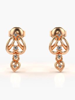 Valanova - Hallmarked 18K Gold and Certified Lab Grown Diamond 0.07Cts Rose Gold Drop Earrings