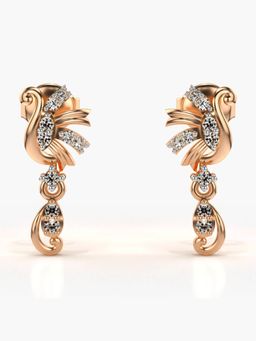 Valanova - Hallmarked 18K Gold and Certified Lab Grown Diamond 0.20Cts Rose Gold Drop Earrings