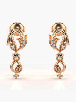Valanova - Hallmarked 18K Gold and Certified Lab Grown Diamond 0.15Cts Rose Gold Drop Earrings