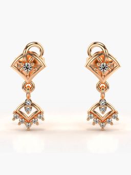 Valanova - Hallmarked 14K Gold and Certified Lab Grown Diamond 0.14Cts Rose Gold Drop Earrings