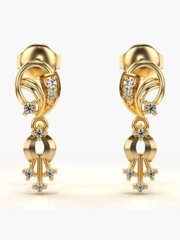 Valanova - Hallmarked 18K Gold and Certified Lab Grown Diamond 0.13Cts Gold Drop Earrings