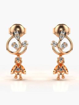 Valanova - Hallmarked 14K Gold and Certified Lab Grown Diamond 0.14Cts Rose Gold Drop Earrings