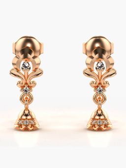 Valanova - Hallmarked 18K Gold and Certified Lab Grown Diamond 0.07Cts Rose Gold Drop Earrings