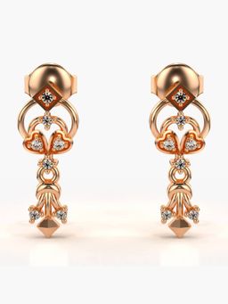 Valanova - Hallmarked 14K Gold and Certified Lab Grown Diamond 0.10Cts Rose Gold Drop Earrings