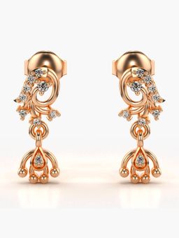 Valanova - Hallmarked 14K Gold and Certified Lab Grown Diamond 0.13Cts Rose Gold Drop Earrings