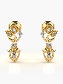 Valanova - Hallmarked 14K Gold and Certified Lab Grown Diamond 0.11Cts Gold Drop Earrings
