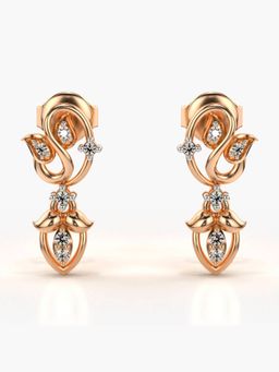 Valanova - Hallmarked 14K Gold and Certified Lab Grown Diamond 0.21Cts Rose Gold Drop Earrings