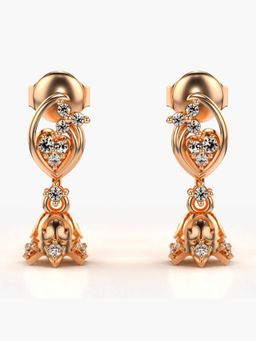 Valanova - Hallmarked 14K Gold and Certified Lab Grown Diamond 0.18Cts Rose Gold Drop Earrings