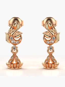 Valanova - Hallmarked 14K Gold and Certified Lab Grown Diamond 0.15Cts Rose Gold Drop Earrings