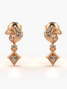Valanova - Hallmarked 18K Gold and Certified Lab Grown Diamond 0.16Cts Rose Gold Drop Earrings