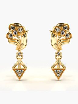 Valanova - Hallmarked 18K Gold and Certified Lab Grown Diamond 0.18Cts Gold Drop Earrings