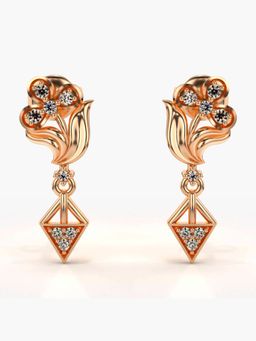 Valanova - Hallmarked 14K Gold and Certified Lab Grown Diamond 0.18Cts Rose Gold Drop Earrings