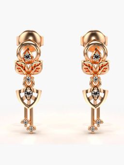 Valanova - Hallmarked 14K Gold and Certified Lab Grown Diamond 0.10Cts Rose Gold Drop Earrings