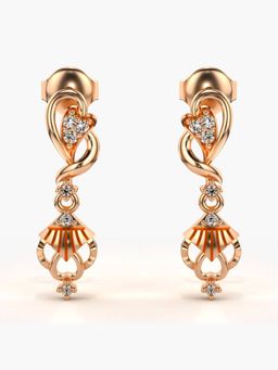 Valanova - Hallmarked 18K Gold and Certified Lab Grown Diamond 0.12Cts Rose Gold Drop Earrings