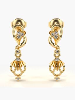 Valanova - Hallmarked 14K Gold and Certified Lab Grown Diamond 0.12Cts Gold Drop Earrings