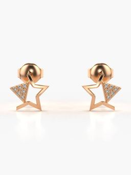 Valanova - Hallmarked 18K Gold and Certified Lab Grown Diamond 0.08Cts Rose Gold Studs Earrings