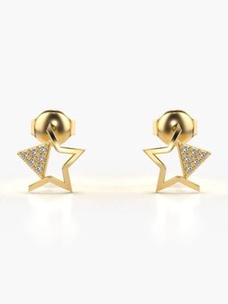 Valanova - Hallmarked 14K Gold and Certified Lab Grown Diamond 0.08Cts Gold Studs Earrings