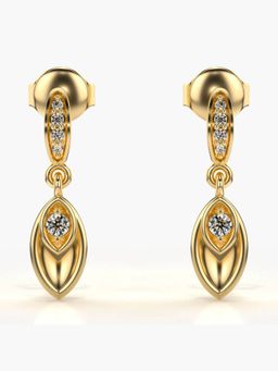 Valanova - Hallmarked 18K Gold and Certified Lab Grown Diamond 0.12Cts Gold Drop Earrings