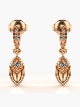 Valanova - Hallmarked 18K Gold and Certified Lab Grown Diamond 0.12Cts Rose Gold Drop Earrings