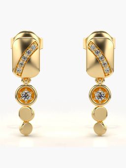 Valanova - Hallmarked 18K Gold and Certified Lab Grown Diamond 0.11Cts Gold Drop Earrings