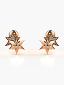 Valanova - Hallmarked 18K Gold and Certified Lab Grown Diamond 0.13Cts Rose Gold Studs Earrings