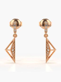 Valanova - Hallmarked 18K Gold and Certified Lab Grown Diamond 0.12Cts Rose Gold Drop Earrings