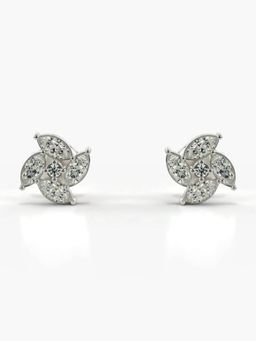 Valanova - Hallmarked 14K Gold and Certified Lab Grown Diamond 0.66Cts Silver Studs Earrings