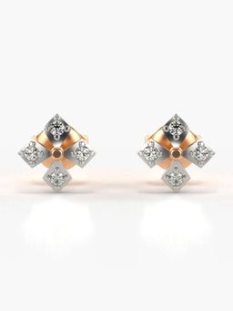 Valanova - Hallmarked 18K Gold and Certified Lab Grown Diamond 0.11Cts Rose Gold Studs Earrings