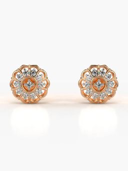 Valanova - Hallmarked 14K Gold and Certified Lab Grown Diamond 0.21Cts Rose Gold Studs Earrings