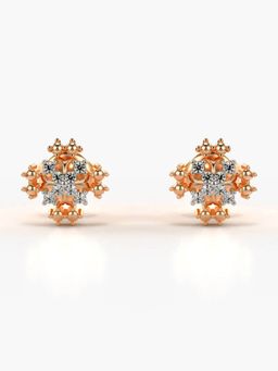 Valanova - Hallmarked 14K Gold and Certified Lab Grown Diamond 0.11Cts Rose Gold Studs Earrings