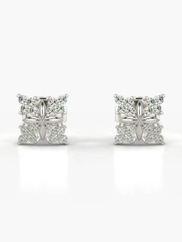 Valanova - Hallmarked 14K Gold and Certified Lab Grown Diamond 0.18Cts Silver Studs Earrings