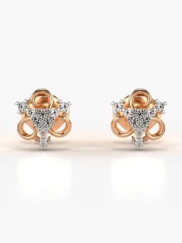 Valanova - Hallmarked 14K Gold and Certified Lab Grown Diamond 0.12Cts Rose Gold Studs Earrings