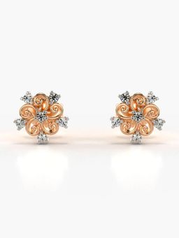 Valanova - Hallmarked 14K Gold and Certified Lab Grown Diamond 0.11Cts Rose Gold Studs Earrings